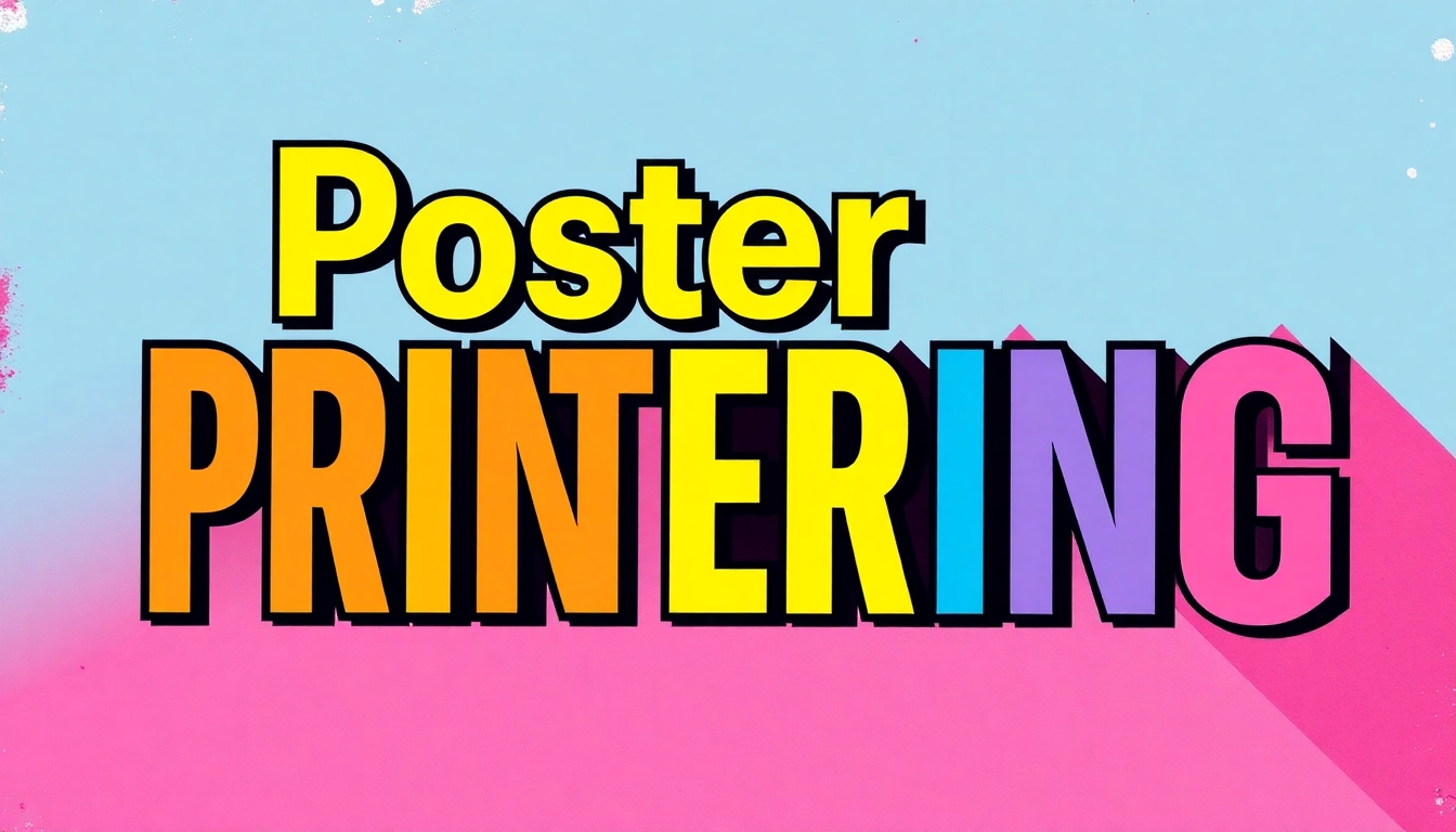 Promote poster printing Dublin with a colorful, eye-catching design featuring various poster sizes and materials.