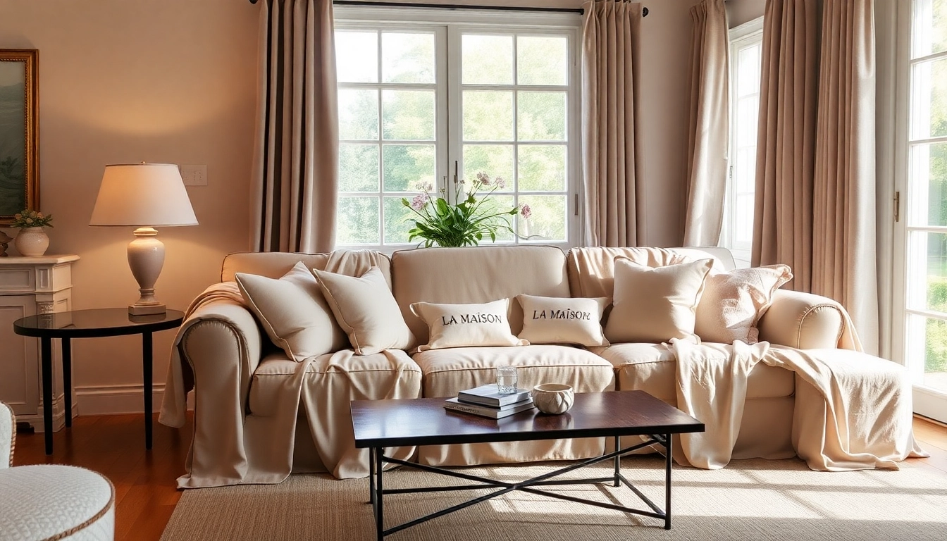 Enhance your living space with La Maison des housses elegant sofa covers that protect and beautify