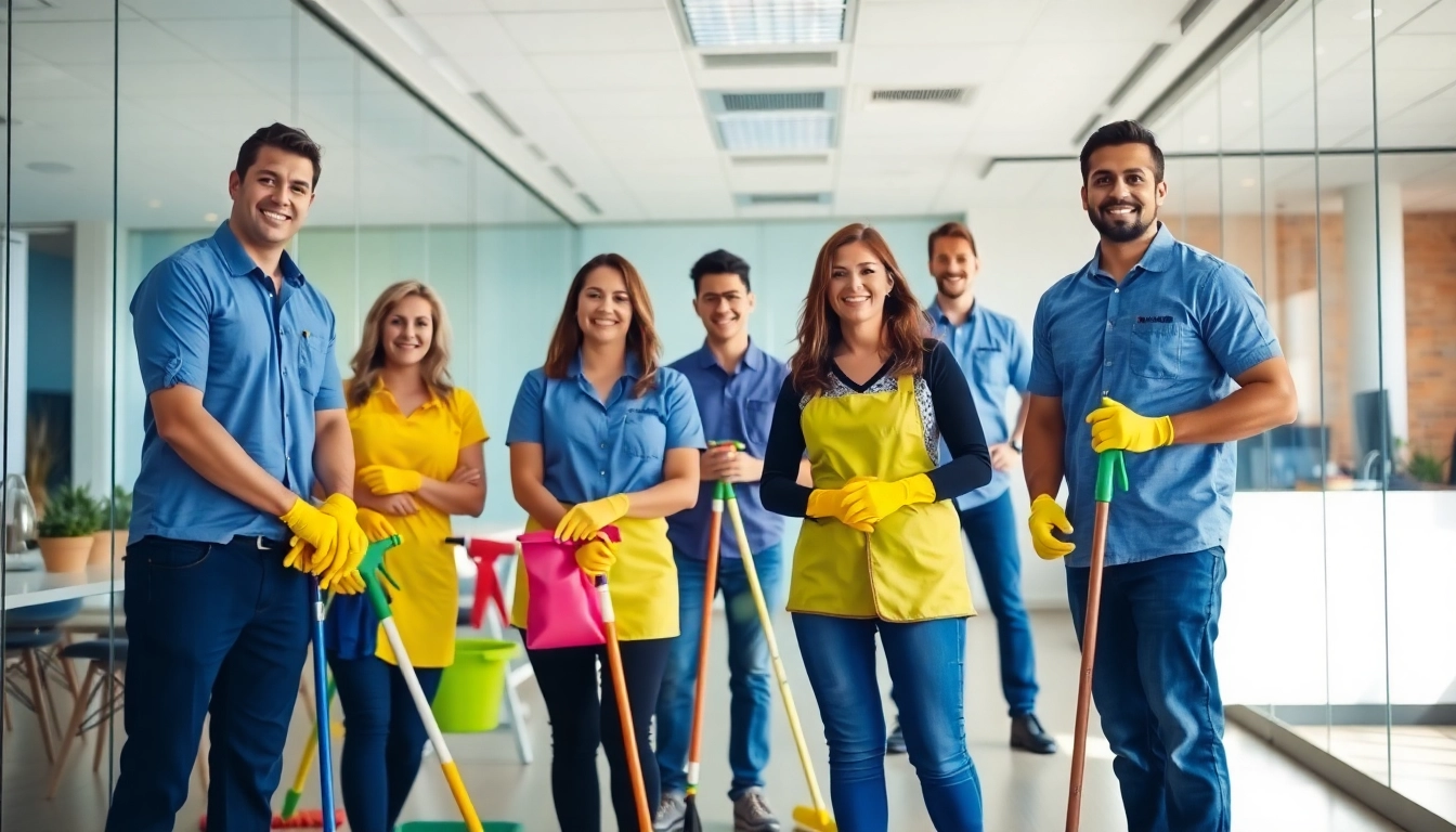 Team providing Jacksonville commercial cleaning services in a sparkling office setting, showcasing efficiency.