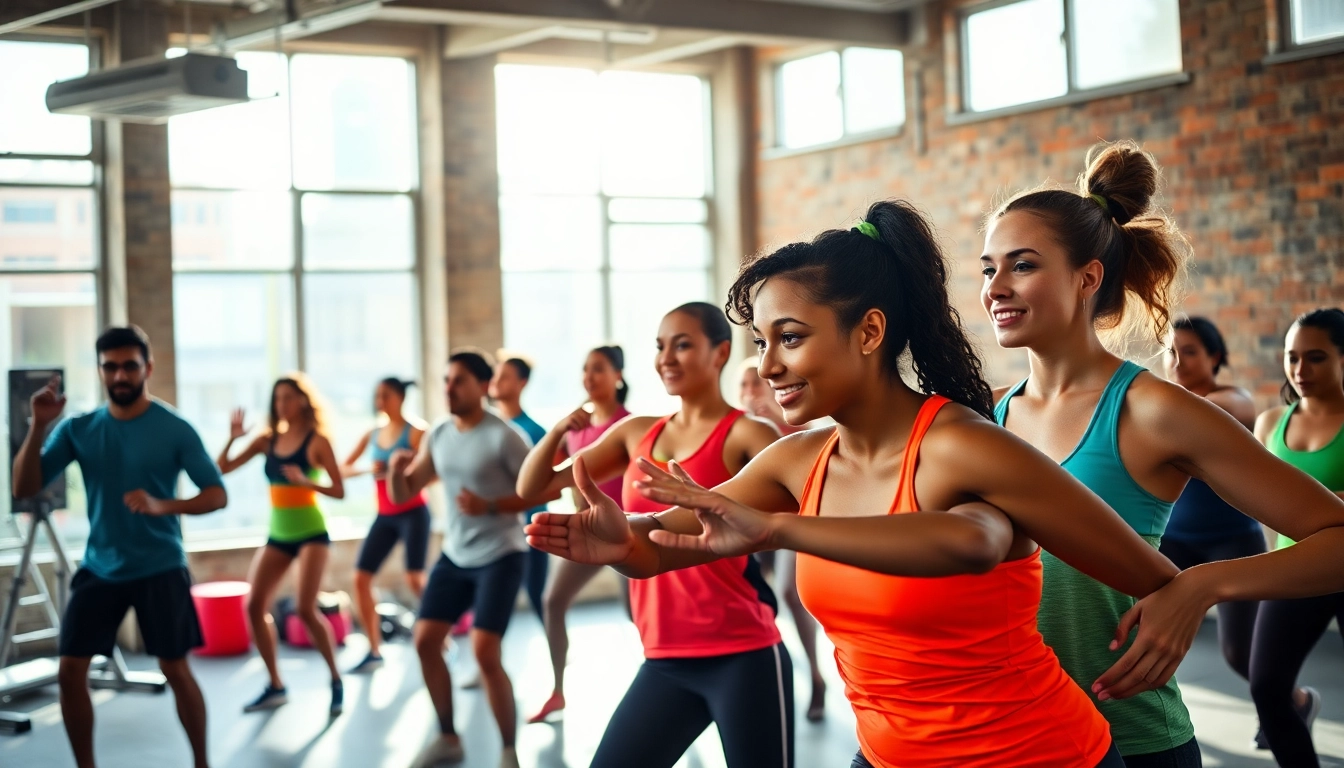 Participants engaged in Downtown Jersey City Training, showcasing teamwork in a vibrant gym atmosphere.