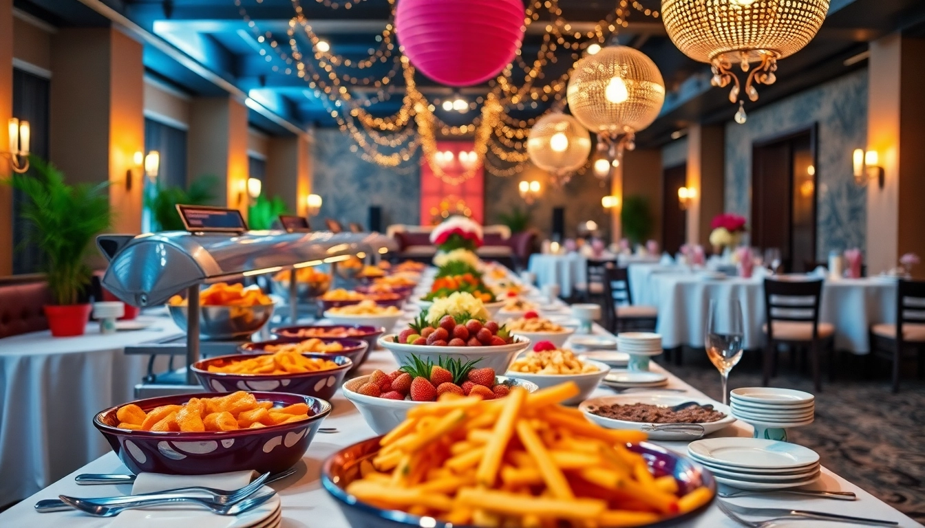 Delicious buffet offerings from Partyservice Berlin showcasing vibrant dishes and elegant table settings.