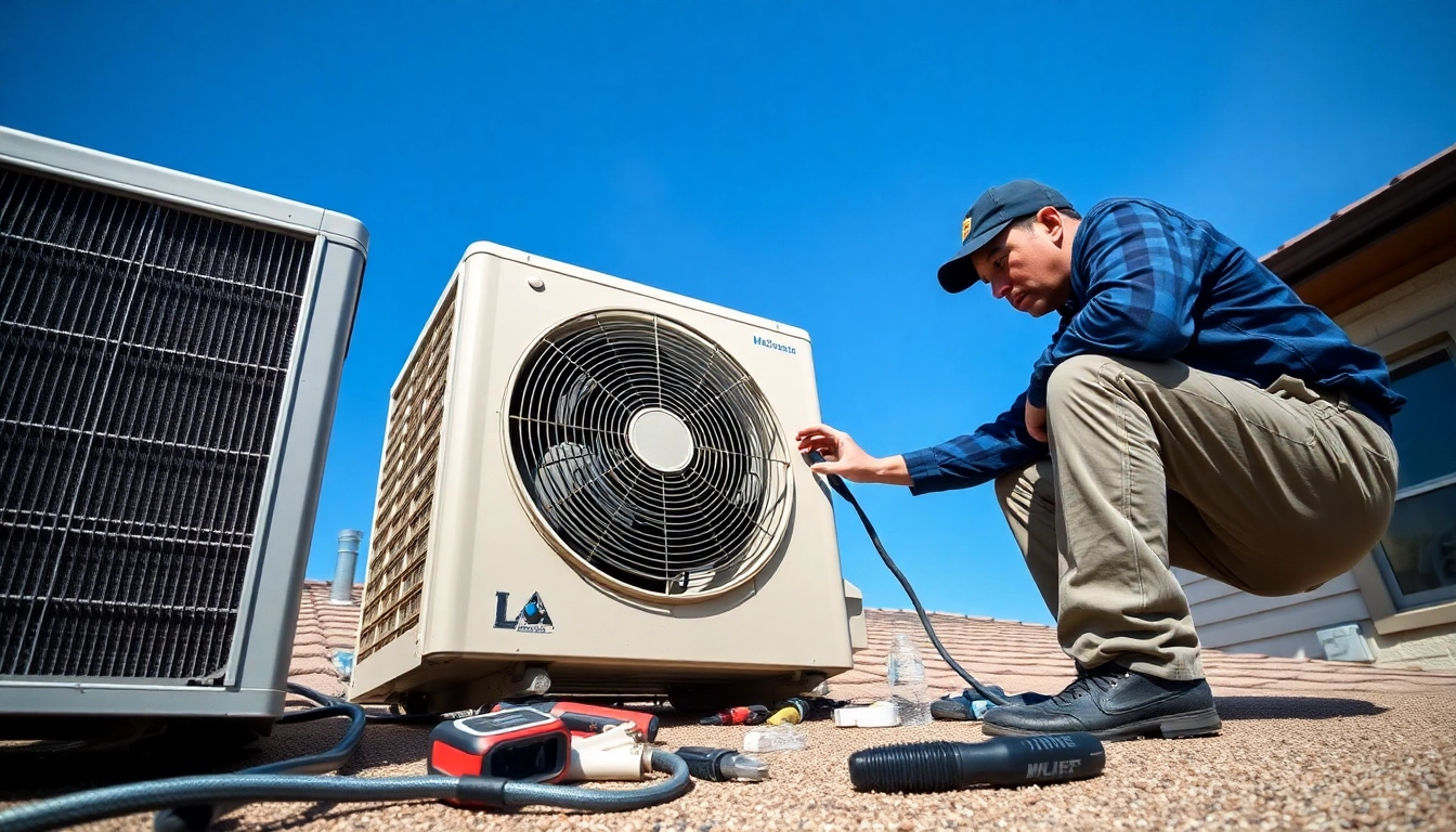 Technician performing air conditioning repair in Fort Worth, Texas, showcasing professional HVAC service.