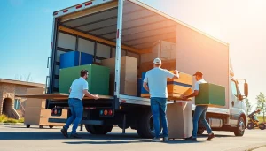 Efficient movers facilitating a smooth Umzug Nürnberg, packing furniture with care in a modern truck.