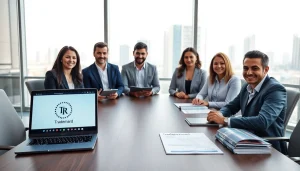 Discussing trademark registration in Dubai during a professional business meeting.