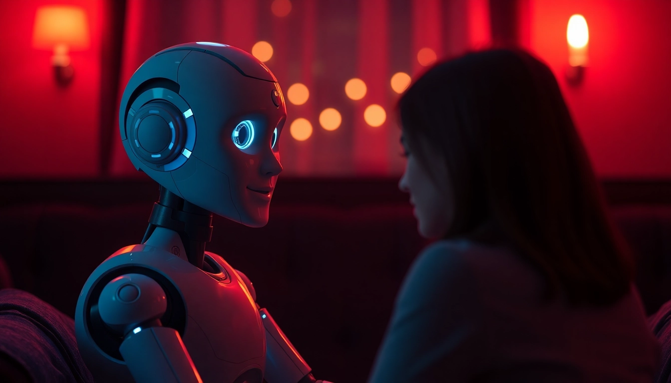 Engage in intimate conversations with a virtual companion at sexchat ai, depicted in a cozy atmosphere.