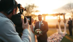Experience the artistry of a wedding videographer in Ireland capturing heartfelt moments during golden hour.