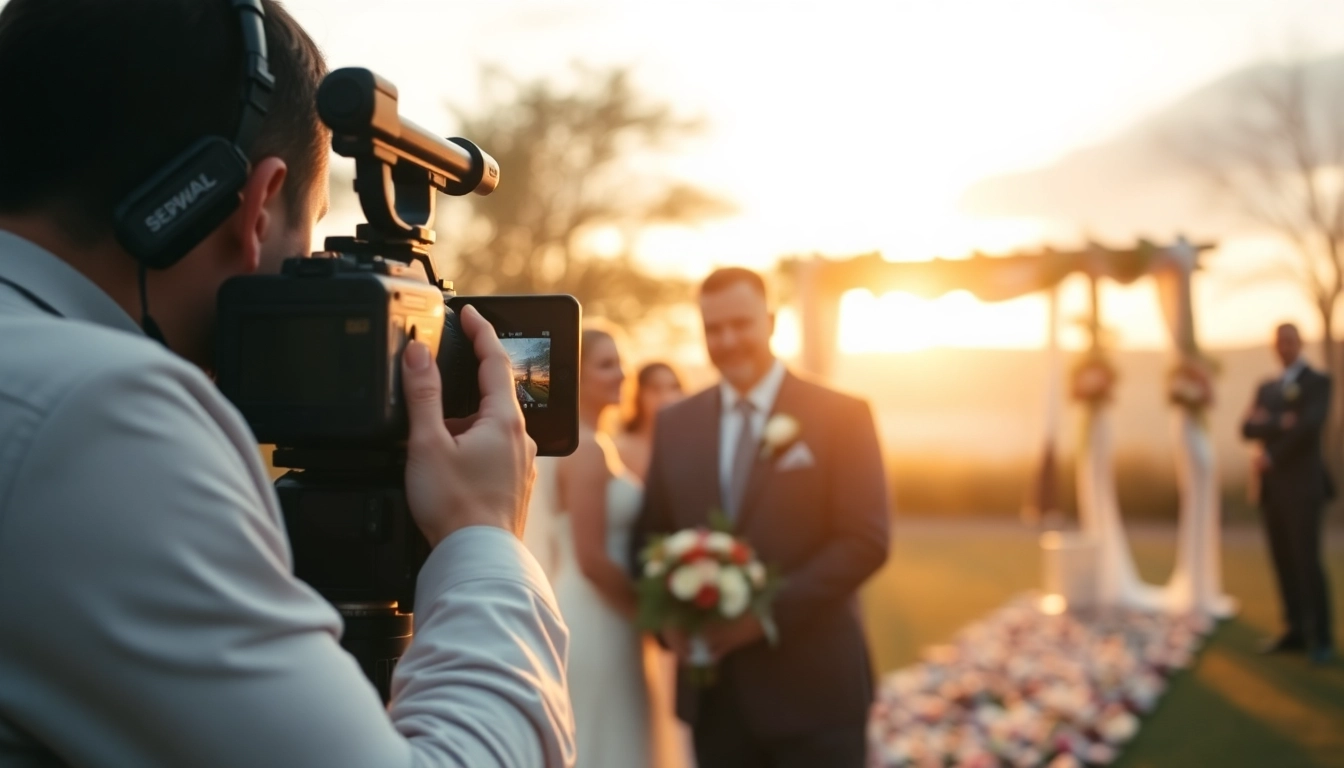 Experience the artistry of a wedding videographer in Ireland capturing heartfelt moments during golden hour.