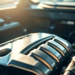Highlighting the benefits of 5w20 oil synthetic in a pristine car engine setting with impressive details.