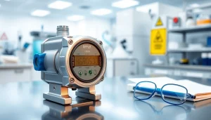 View of a Hydrogen Bromide gas detector emphasizing its design and functionality in a professional lab setting.