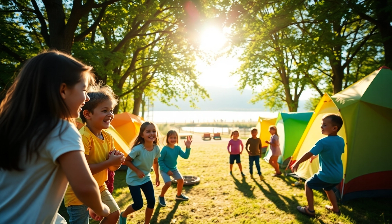 Children engaged in fun activities at holiday camps, showcasing teamwork and outdoor enjoyment.