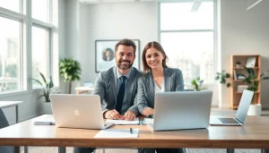 Couple discussing residency options in a bright office with immigration documents.