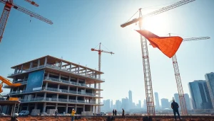 Builders constructing an elevate building that combines modern design and sustainability.