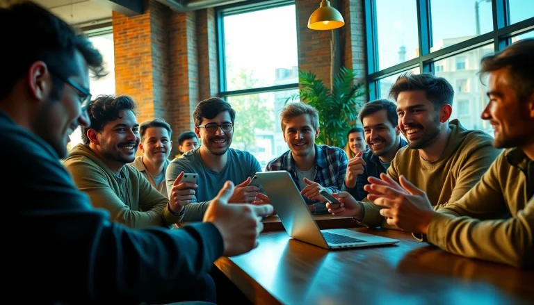 4chan crypto bros passionately discussing cryptocurrency trends in a modern café setting.