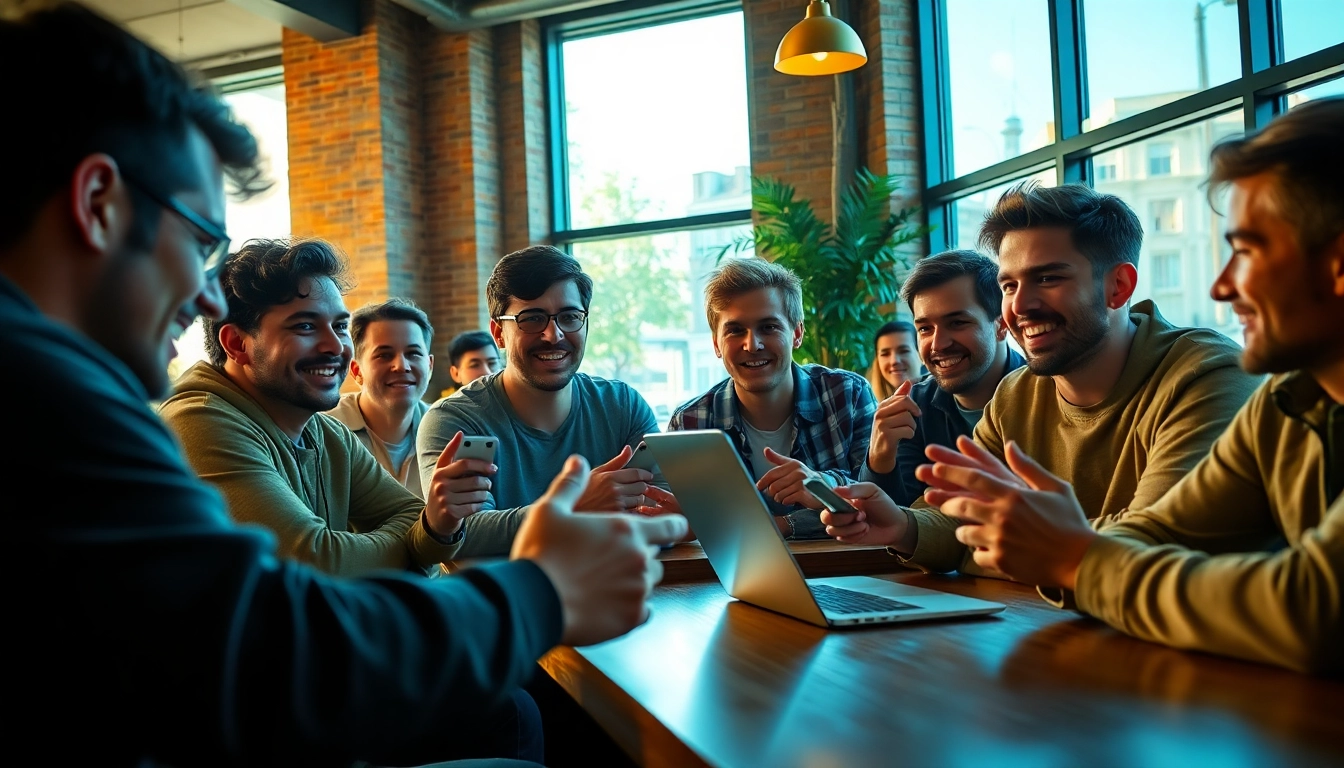 4chan crypto bros passionately discussing cryptocurrency trends in a modern café setting.