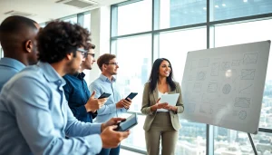 Enhancing business innovation through collaborative brainstorming among diverse professionals.