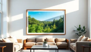 Showcase of a stunning 24x36 frame holding a colorful landscape photograph.