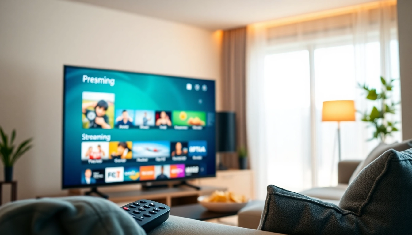 Engaging IPTV demo account with vibrant options displayed in a modern living room setting.