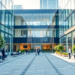 Explore commercial space for rent in Bangalore showcasing modern office architecture and a vibrant setting.