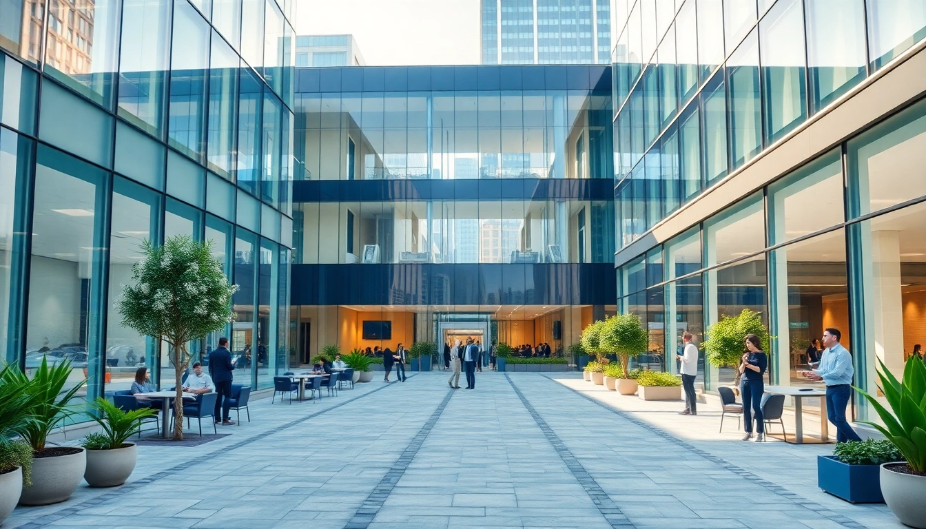 Explore commercial space for rent in Bangalore showcasing modern office architecture and a vibrant setting.