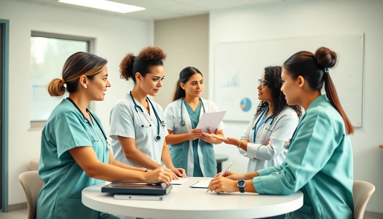 Engaging healthcare support service team collaborating in a medical facility.