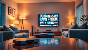 Experience IPTV Subscription USA through a modern home entertainment setup with vibrant streaming options.