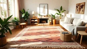 Step onto the beauty of https://labboho.com/collections/beni-ourain-rugs with this elegant Beni Ourain rug in a stylish home setting.