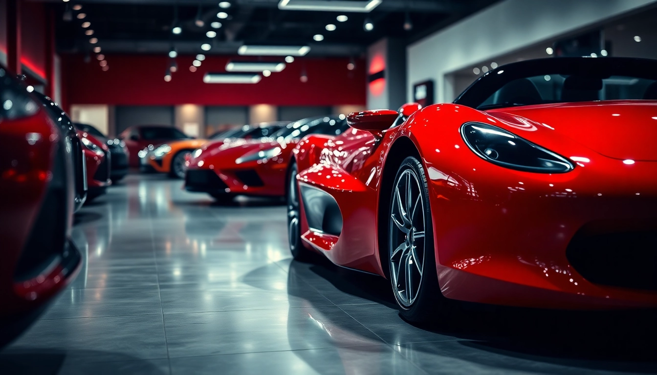 Showcasing the perfect car in a luxury showroom with vibrant lighting and sophisticated design.