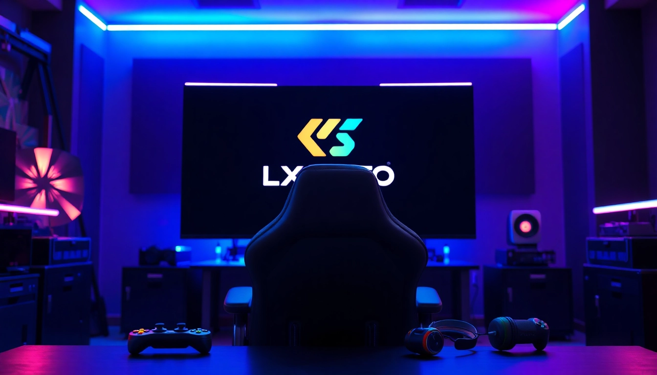 Menampilkan logo LXTOTO pada monitor gaming dengan pencahayaan LED berwarna-warni.