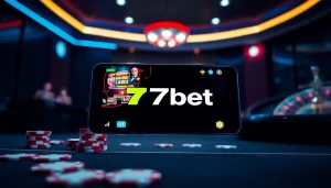Join the excitement with 77bet, showcasing the app interface and casino elements.