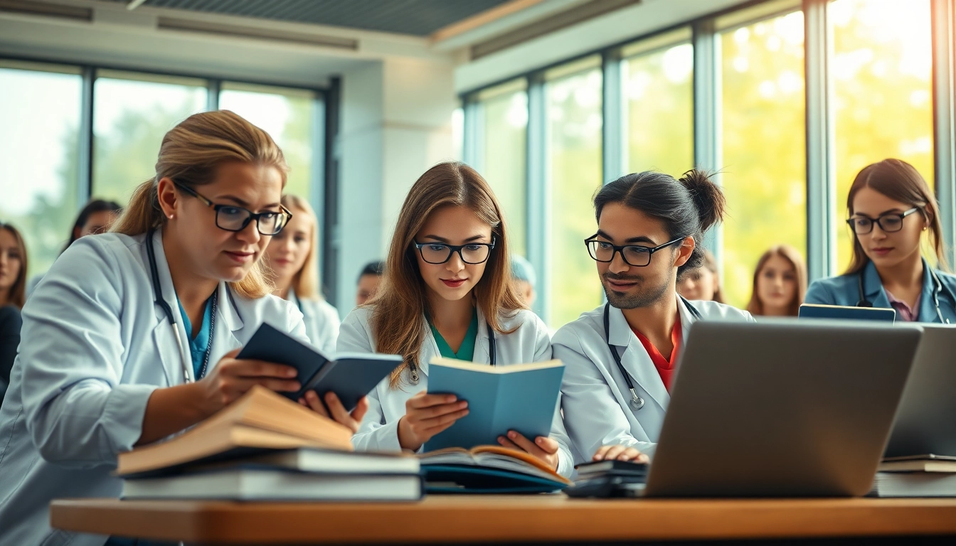 Medizinstudium ohne Aufnahmeprüfung: Engagierte Studenten in einem modernen Klassenzimmer.