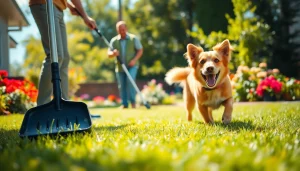 Efficient Alamo Ranch poop scooper at work in a pet-friendly garden, ensuring a clean environment.