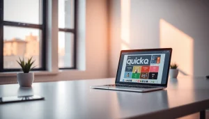 Engage with quickq官网's user-friendly interface in a modern workspace.