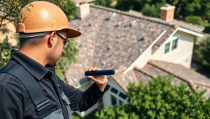 Inspecting a roof during a roof inspection Austin service, focusing on shingles and structural integrity.