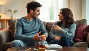 Couple communicating effectively in relationships, showcasing open dialogue and emotional connection.