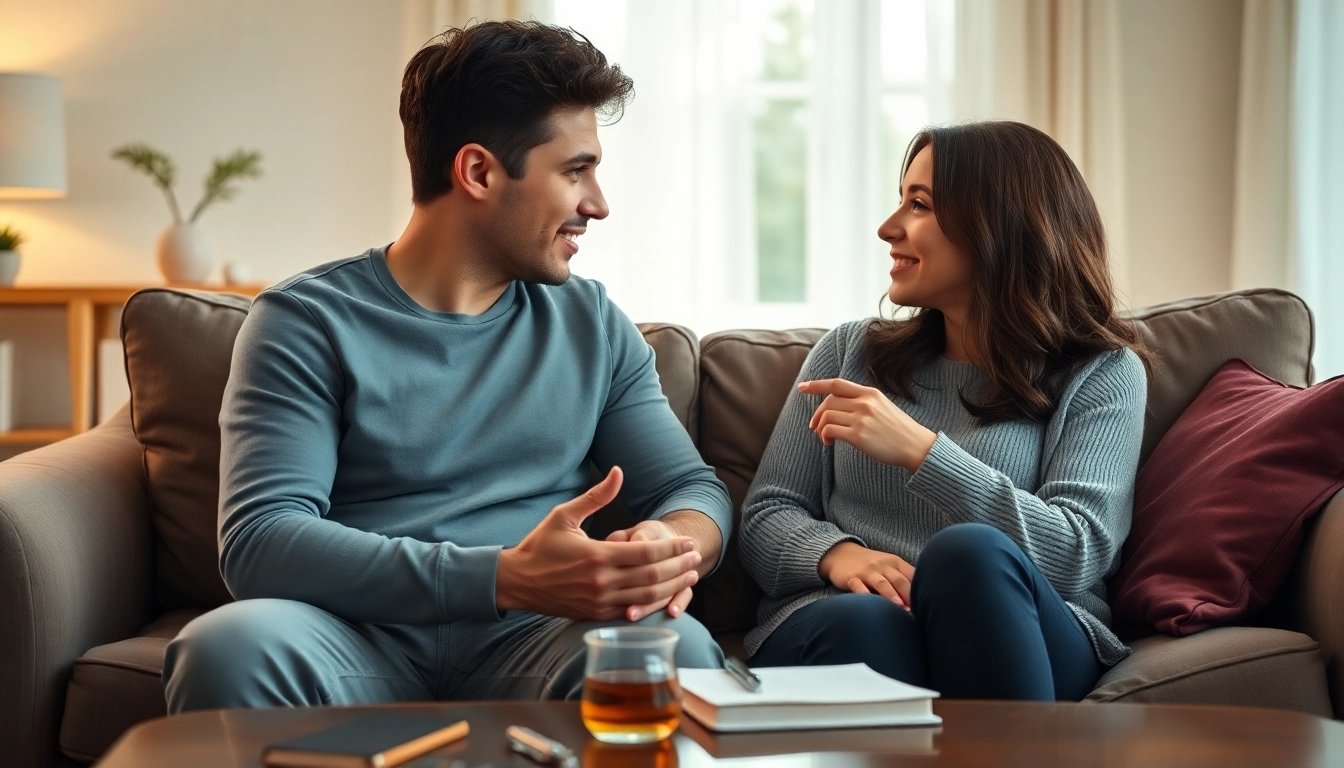 Couple communicating effectively in relationships, showcasing open dialogue and emotional connection.