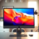 Buy Pro Display XDR in a modern workspace showcasing vibrant visuals on the monitor.