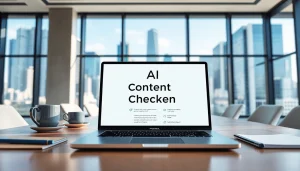 Analyze AI-generated content using a reliable ai checker tool on a modern laptop.