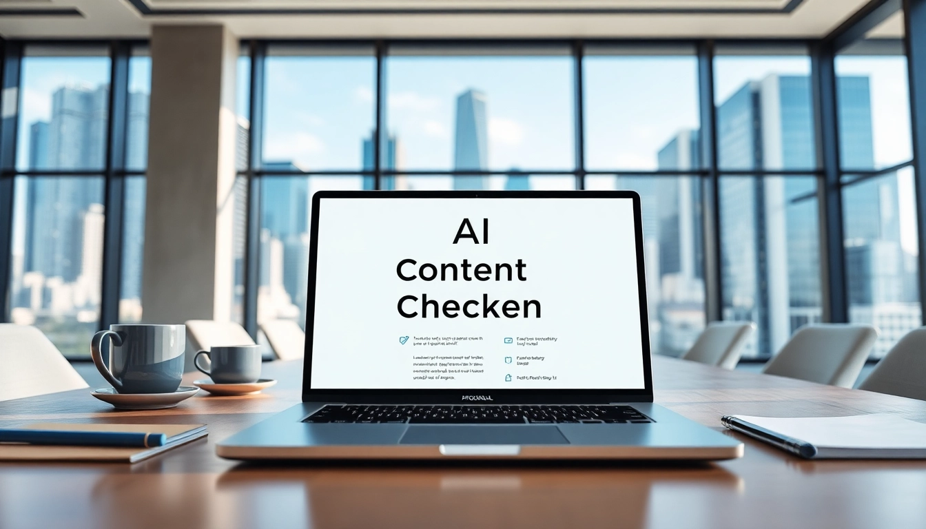 Analyze AI-generated content using a reliable ai checker tool on a modern laptop.