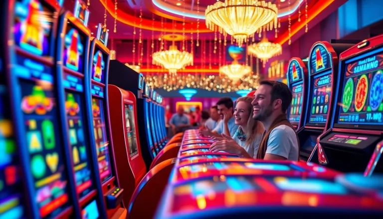 Rasakan keseruan permainan Dumdum 4D slot dengan pemain merayakan kemenangan di kasino.