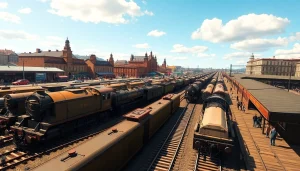 Play Railroad Tycoon free download with vintage trains and bustling city scenery.