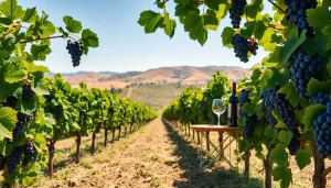 Enjoying the scenic beauty of Clarksburg vineyards with lush grapes and wine.