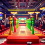 Permainan plinko indonesia dengan pegs berwarna-warni dan bola jatuh yang dinamis.