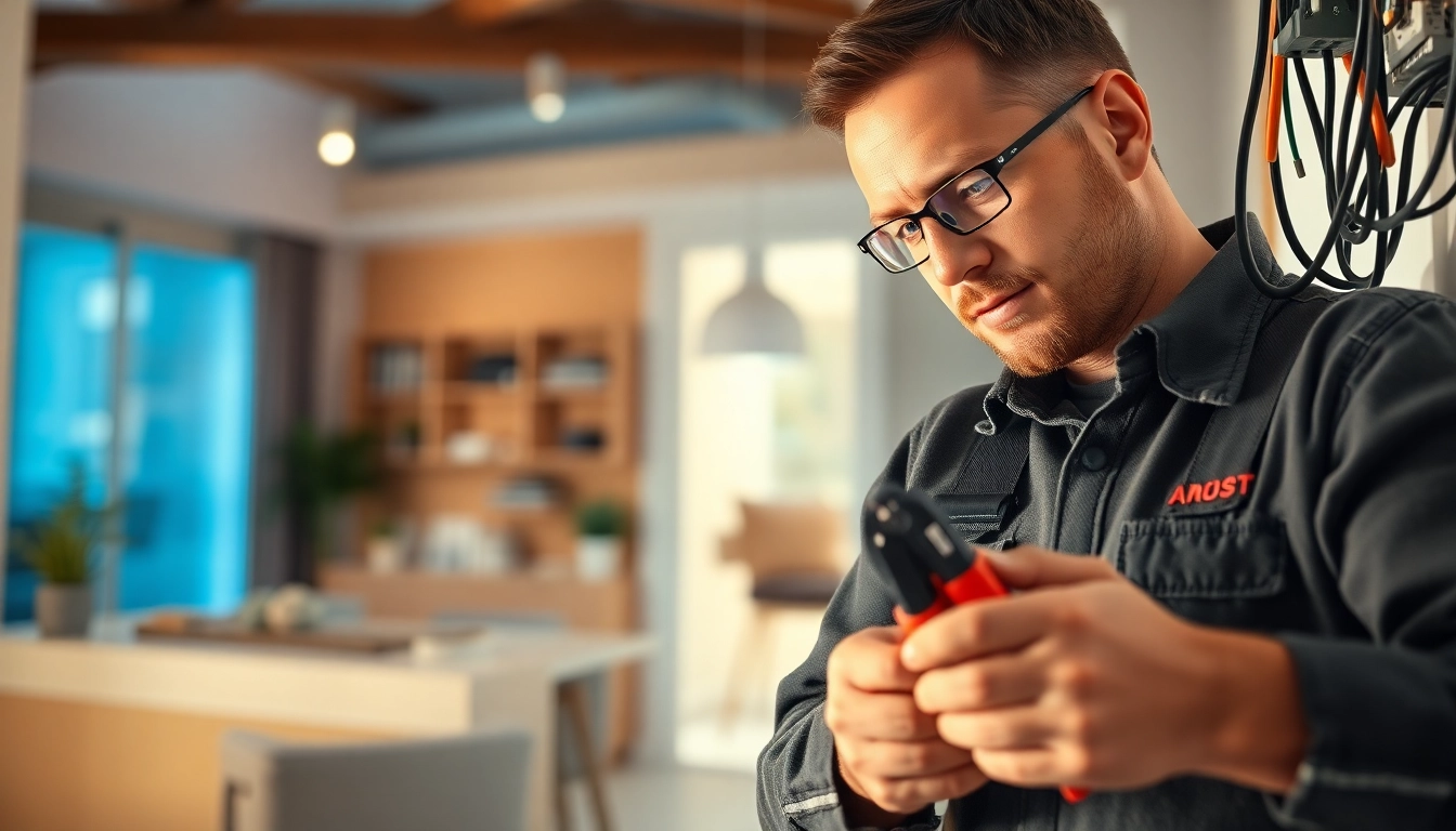 Providing expert Electrical Service by an electrician in a modern home environment.