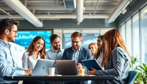 Providing Managed IT Services Markham, a team collaborates in a modern office.