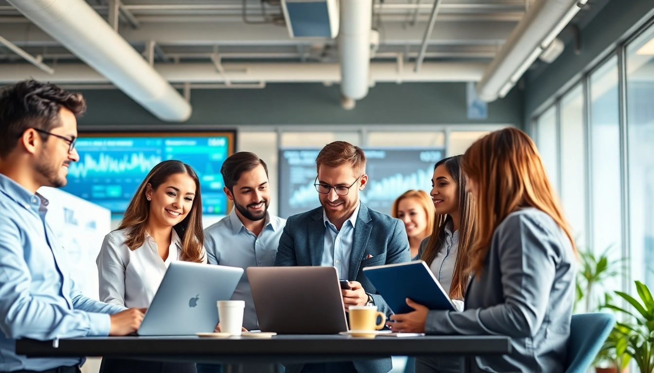 Providing Managed IT Services Markham, a team collaborates in a modern office.