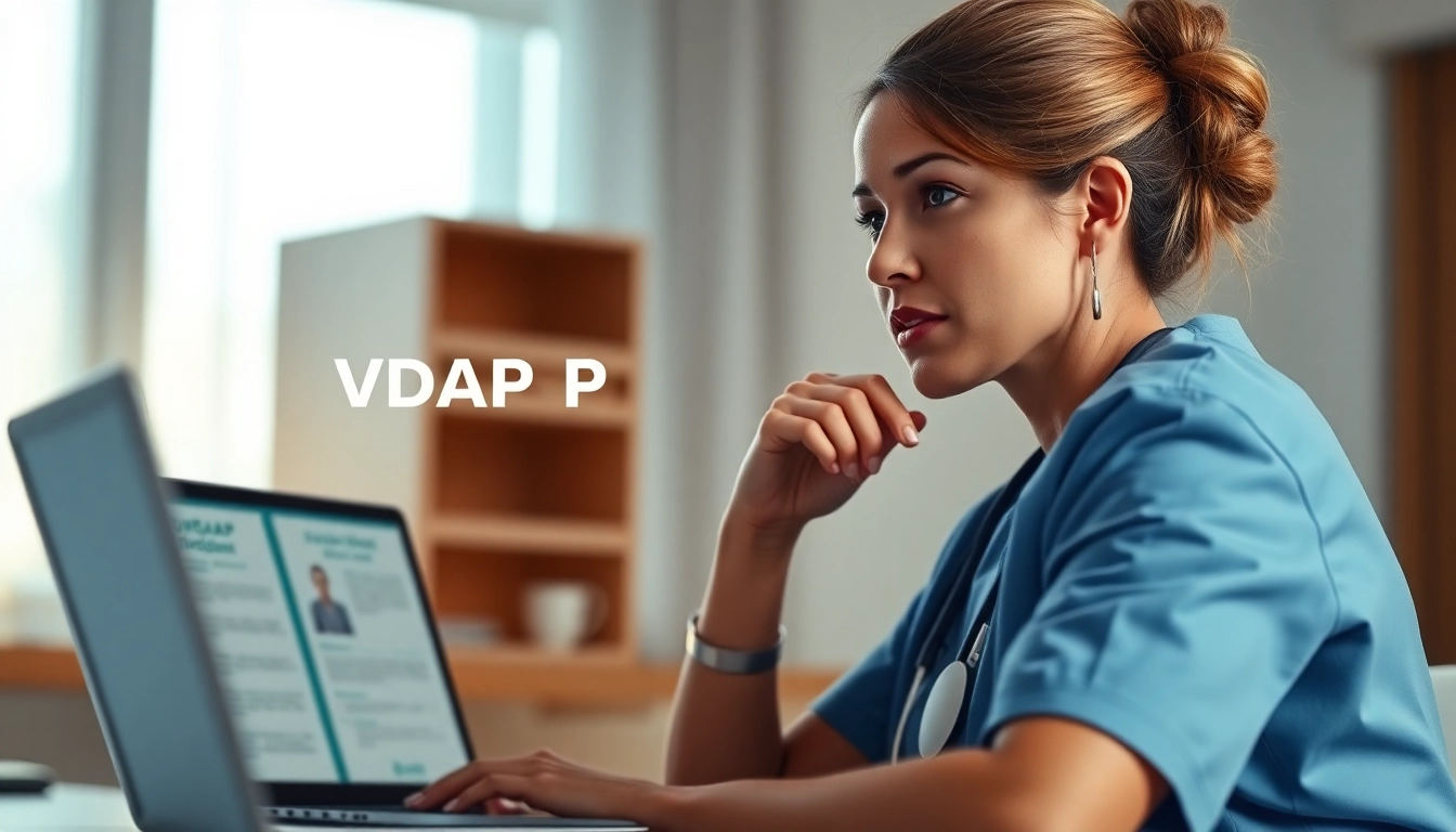 Nurse considering the implications of the VDAP Program in a calm office setting.