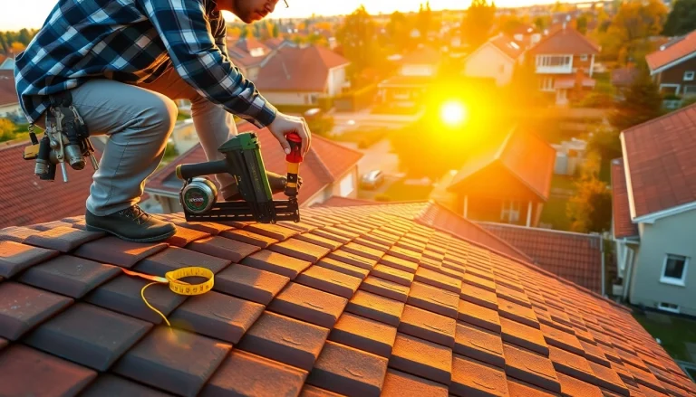 Skilled dakdekker Driel installing new roofing tiles with precision on a home.