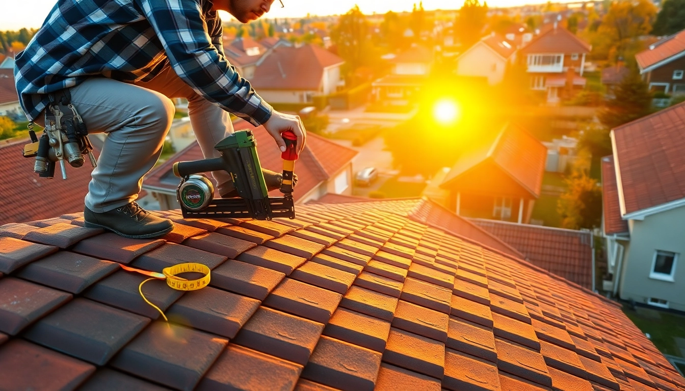 Skilled dakdekker Driel installing new roofing tiles with precision on a home.