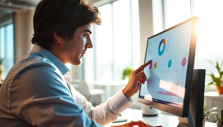 Analyze ai for competitor analysis with sophisticated data tools in a modern office setting.