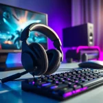 Elevate your gaming experience with this stylish gaming headset featuring plush ear cushions.